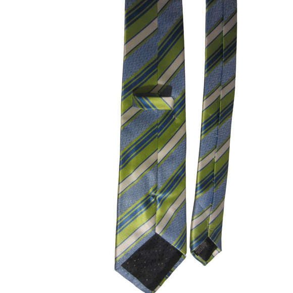 None Green and Blue Stripe Men's Necktie - Picture 1 of 6